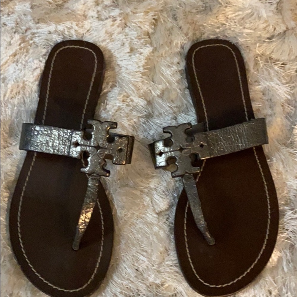 Tory Burch silver leather sandals